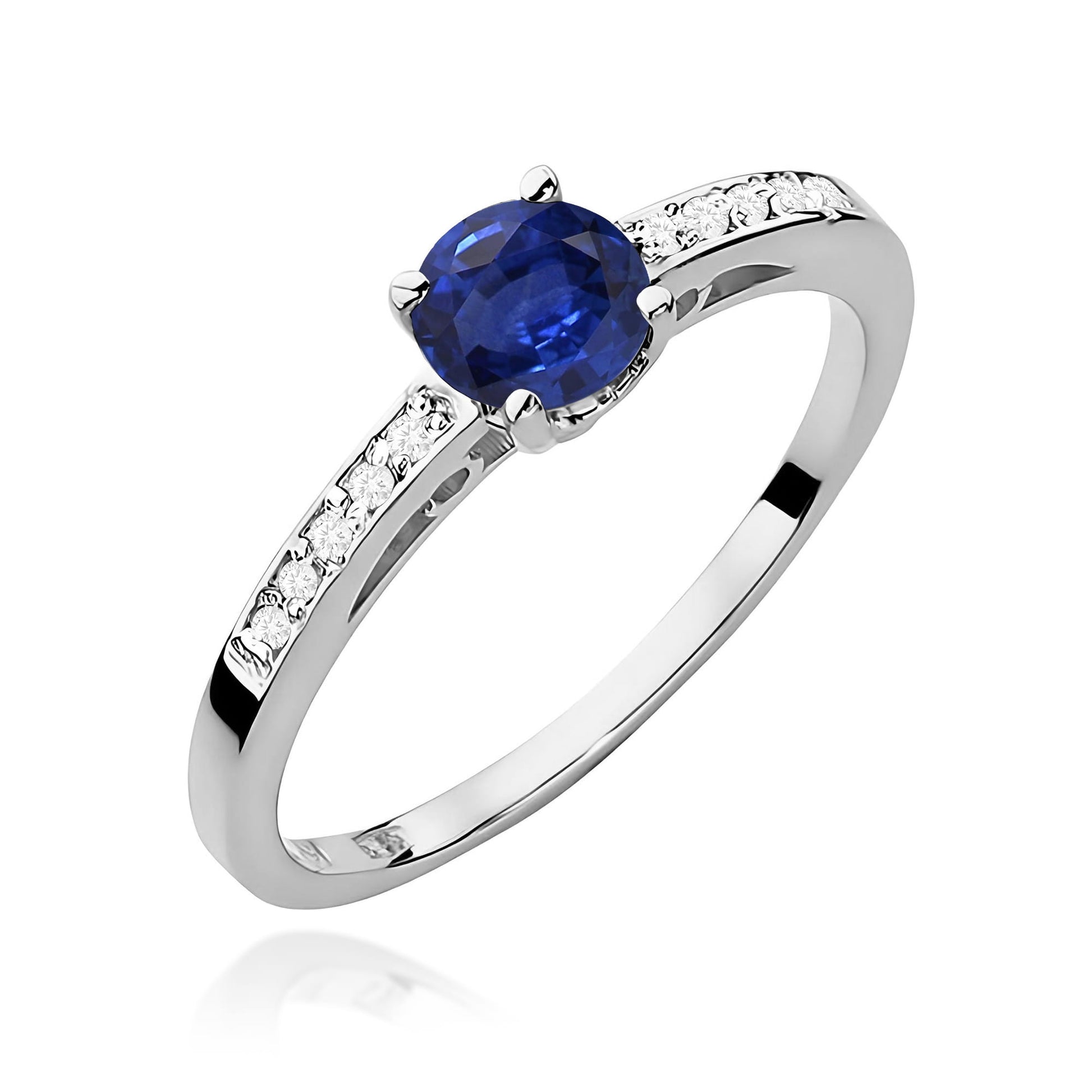 Inel Aur 9K cu Safir 0.50 ct si Diamante Naturale 0.05 ct
