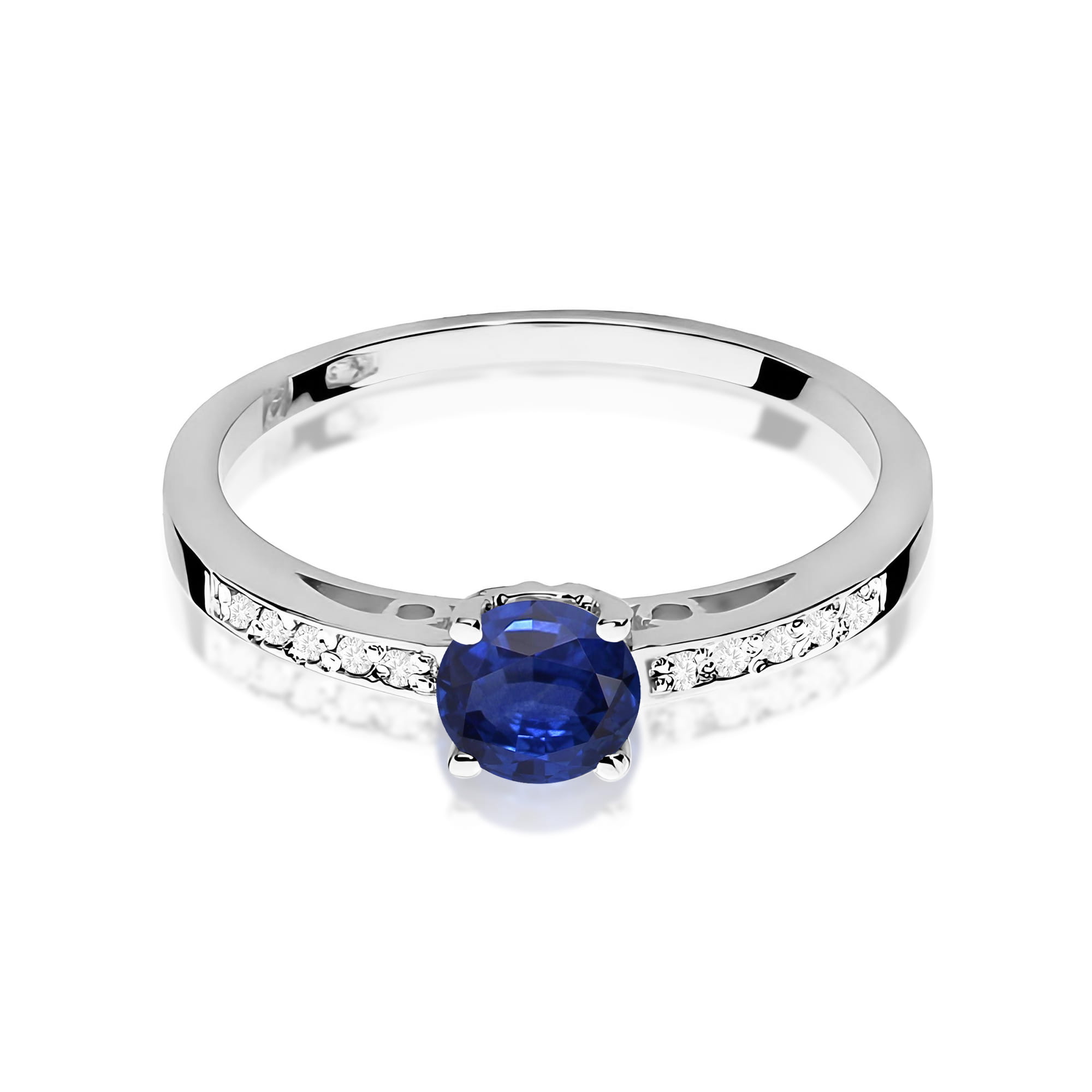 Inel Aur 9K cu Safir 0.50 ct si Diamante Naturale 0.05 ct