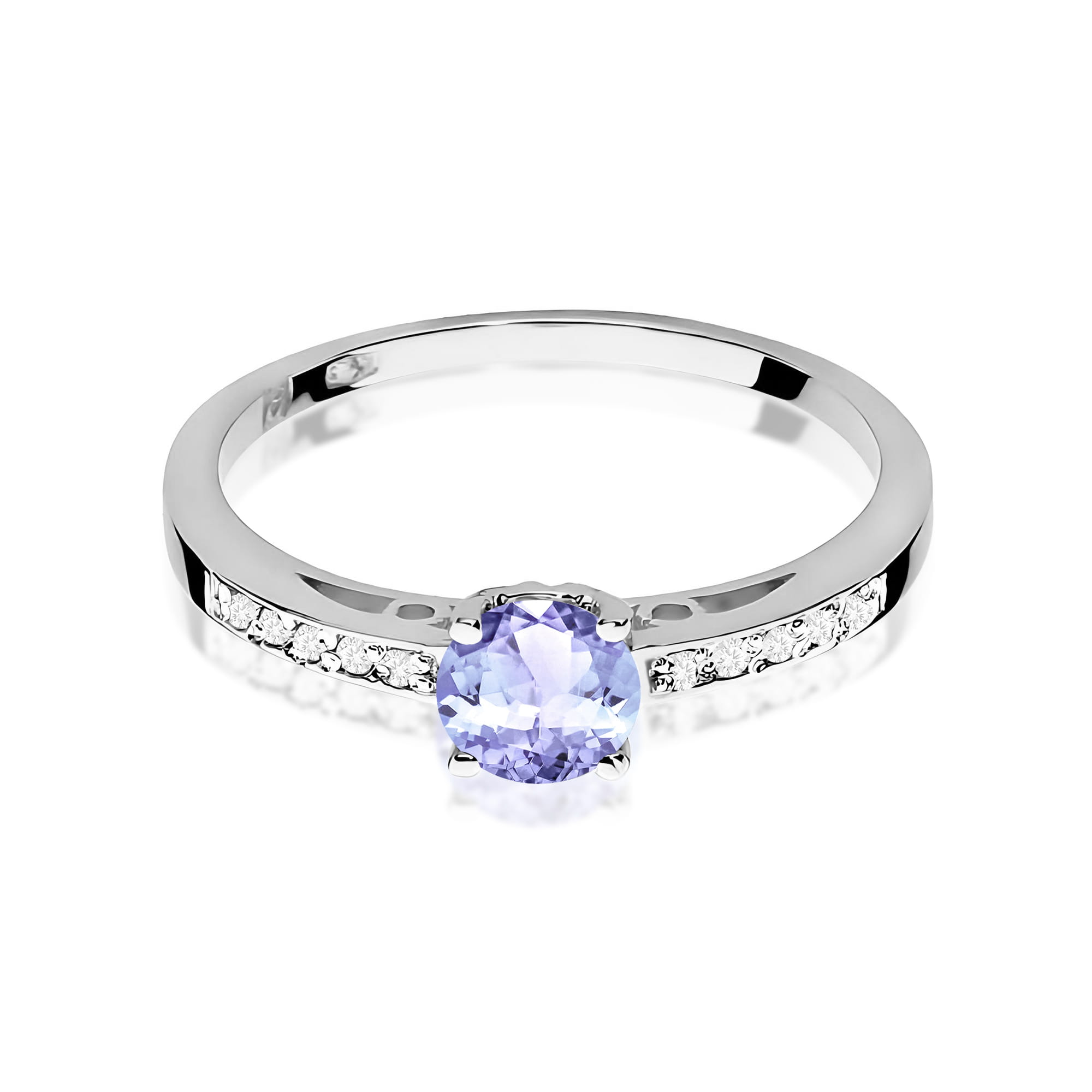 Inel Aur 9K cu Tanzanit 0.50 ct si Diamante Naturale 0.05 ct