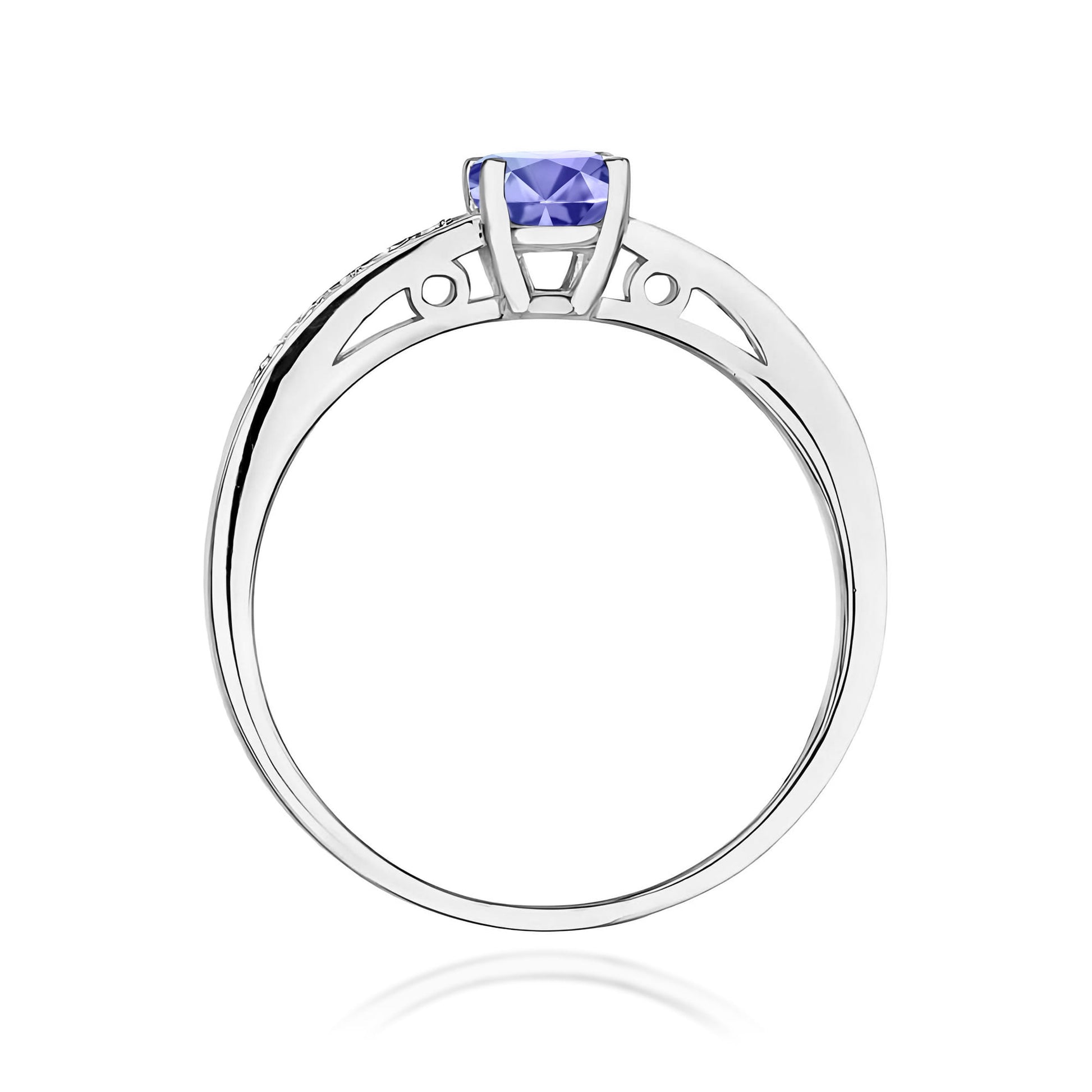 Inel Aur 9K cu Tanzanit 0.50 ct si Diamante Naturale 0.05 ct