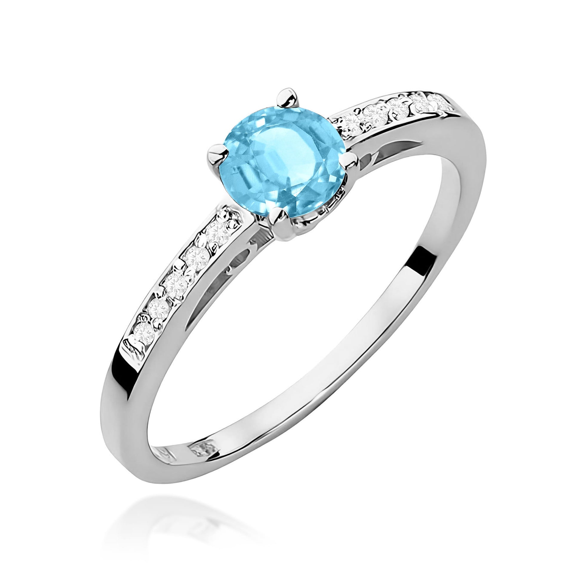Inel Aur 9K cu Topaz Swiss 0.50 ct si Diamante Naturale 0.05 ct