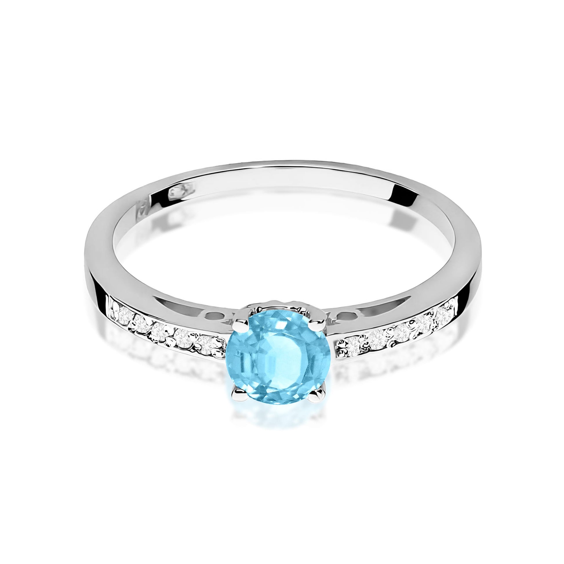 Inel Aur 9K cu Topaz Swiss 0.50 ct si Diamante Naturale 0.05 ct