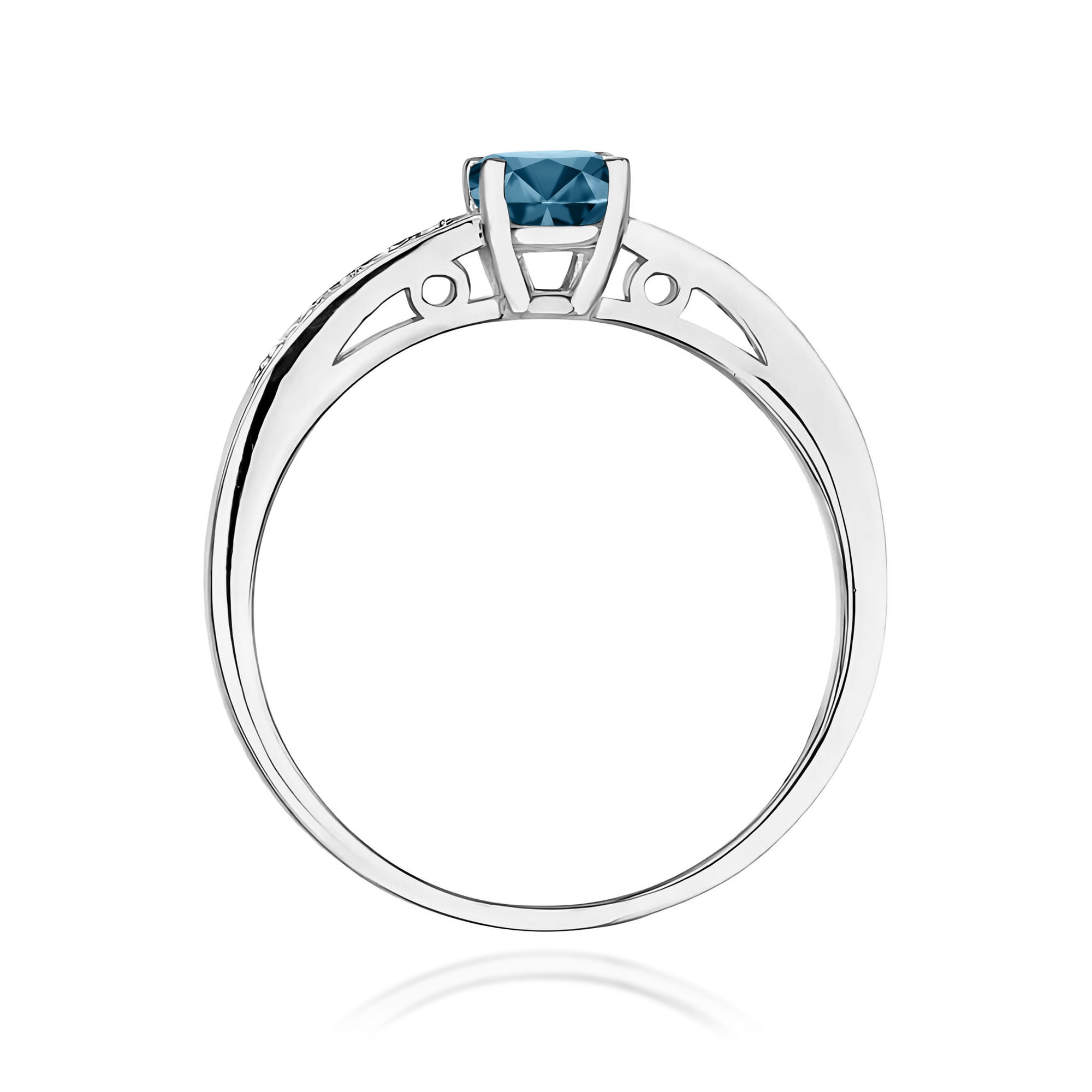 Inel Aur 9K cu Topaz London Blue 0.50 ct si Diamante Naturale 0.05 ct