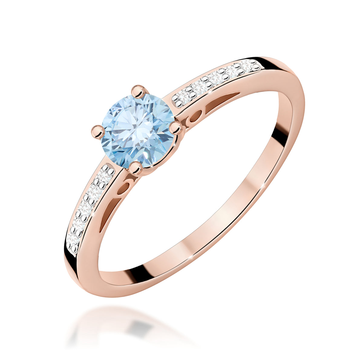 Inel Aur 14K cu Diamante Albastru de Laborator 0.55 ct