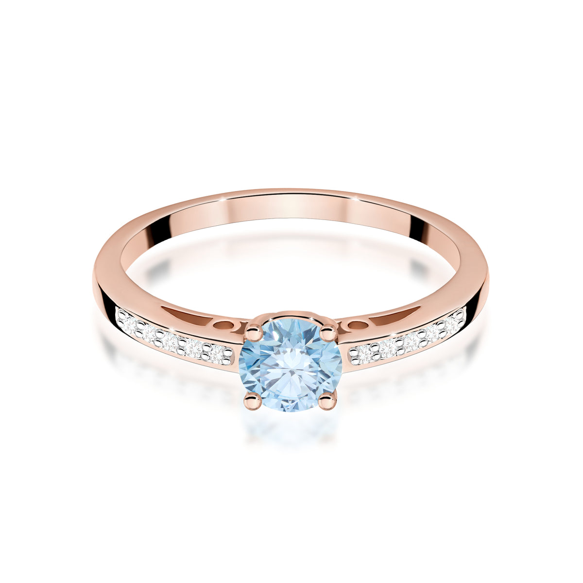 Inel Aur 14K cu Diamante Albastru de Laborator 0.55 ct