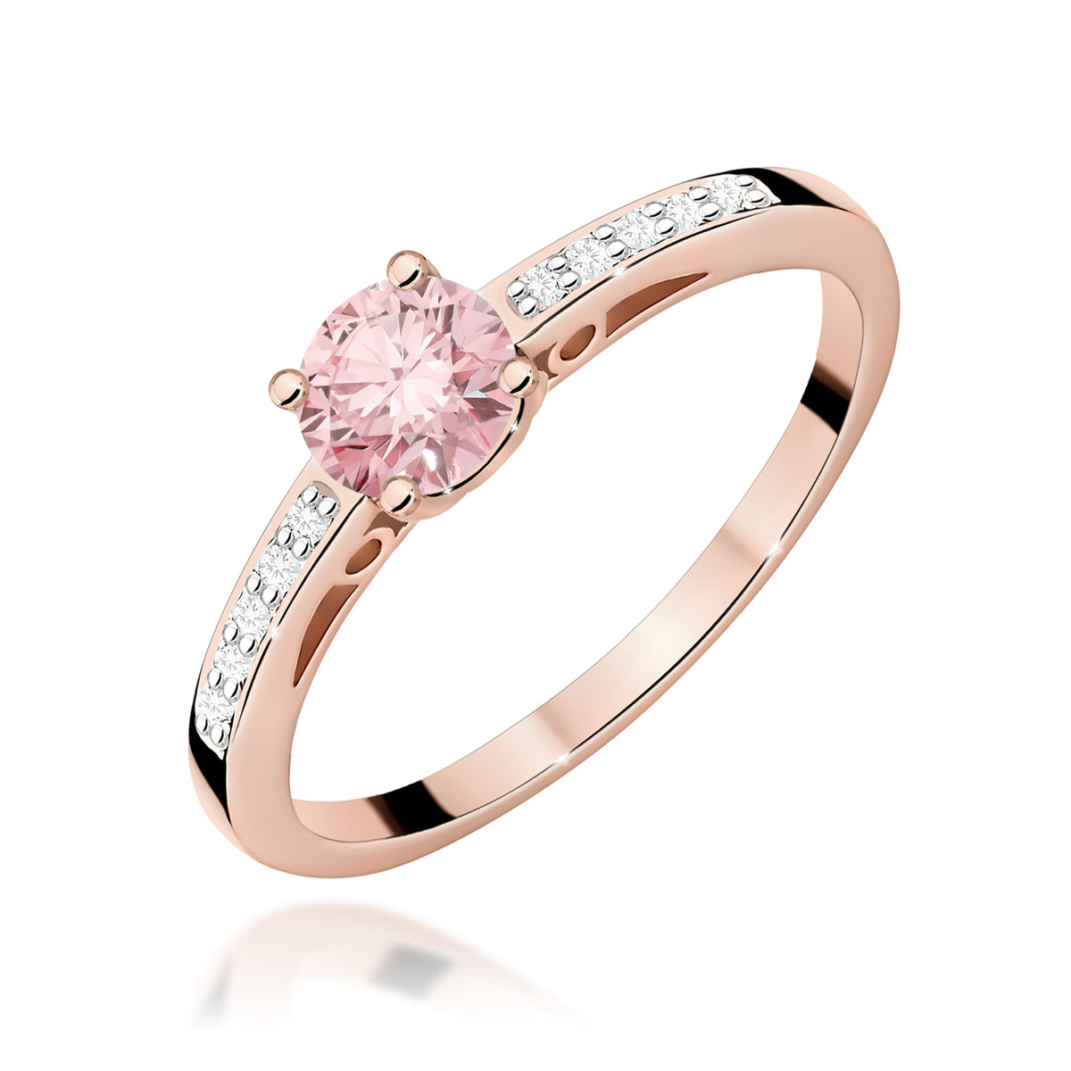 Inel Aur 14K cu Diamante Roz de Laborator 0.55 ct
