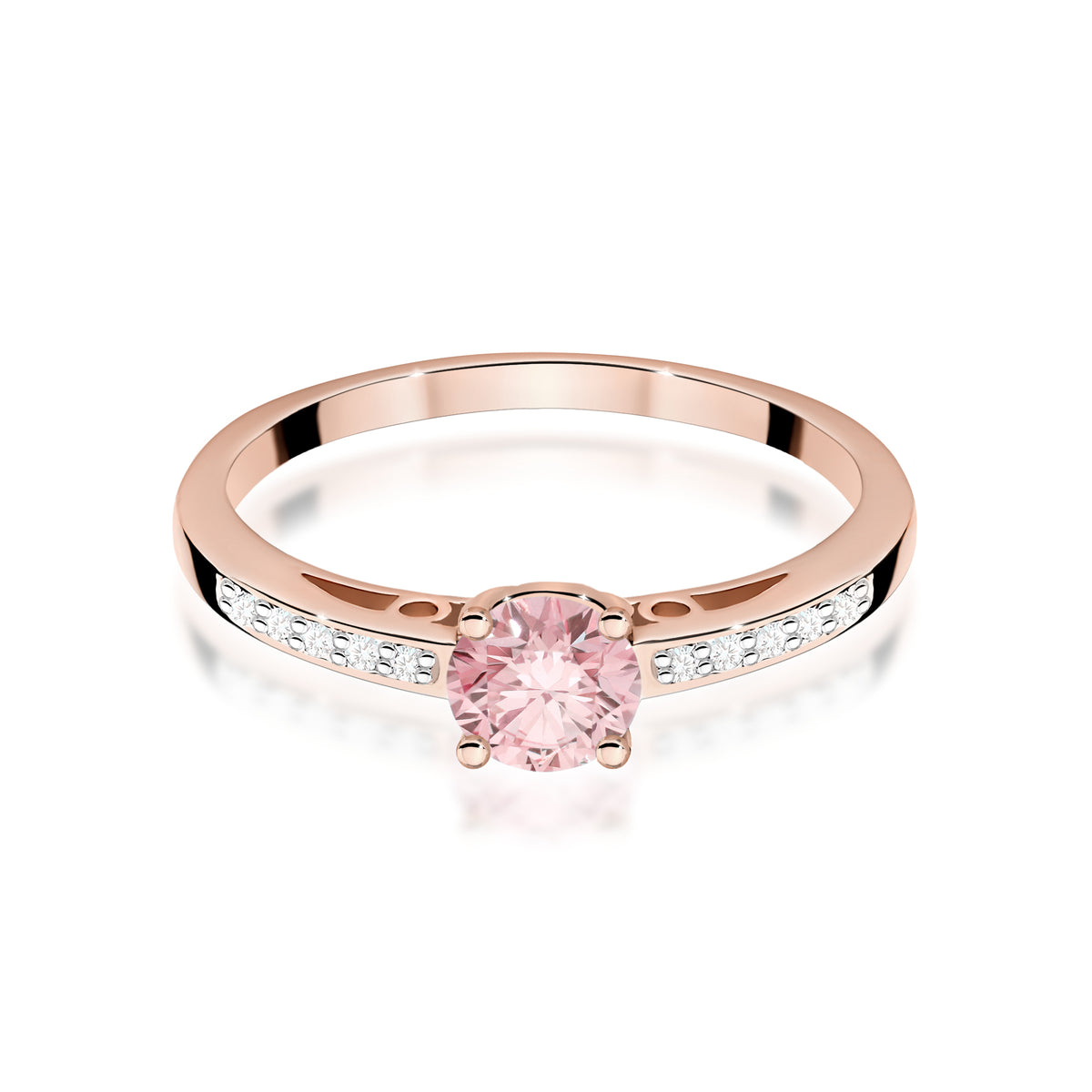 Inel Aur 14K cu Diamante Roz de Laborator 0.55 ct