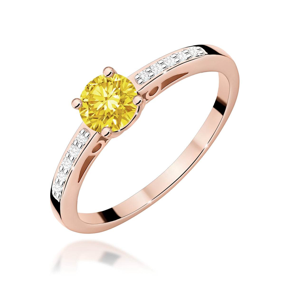 Inel Aur 14K cu Diamante Galben de Laborator 0.55 ct