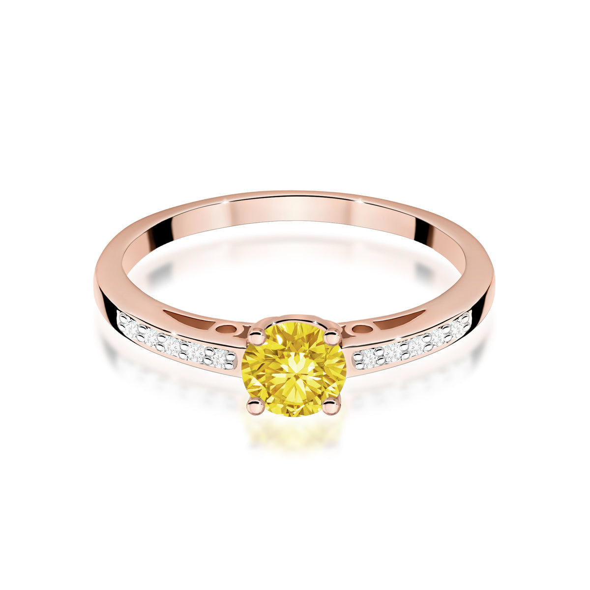 Inel Aur 14K cu Diamante Galben de Laborator 0.55 ct