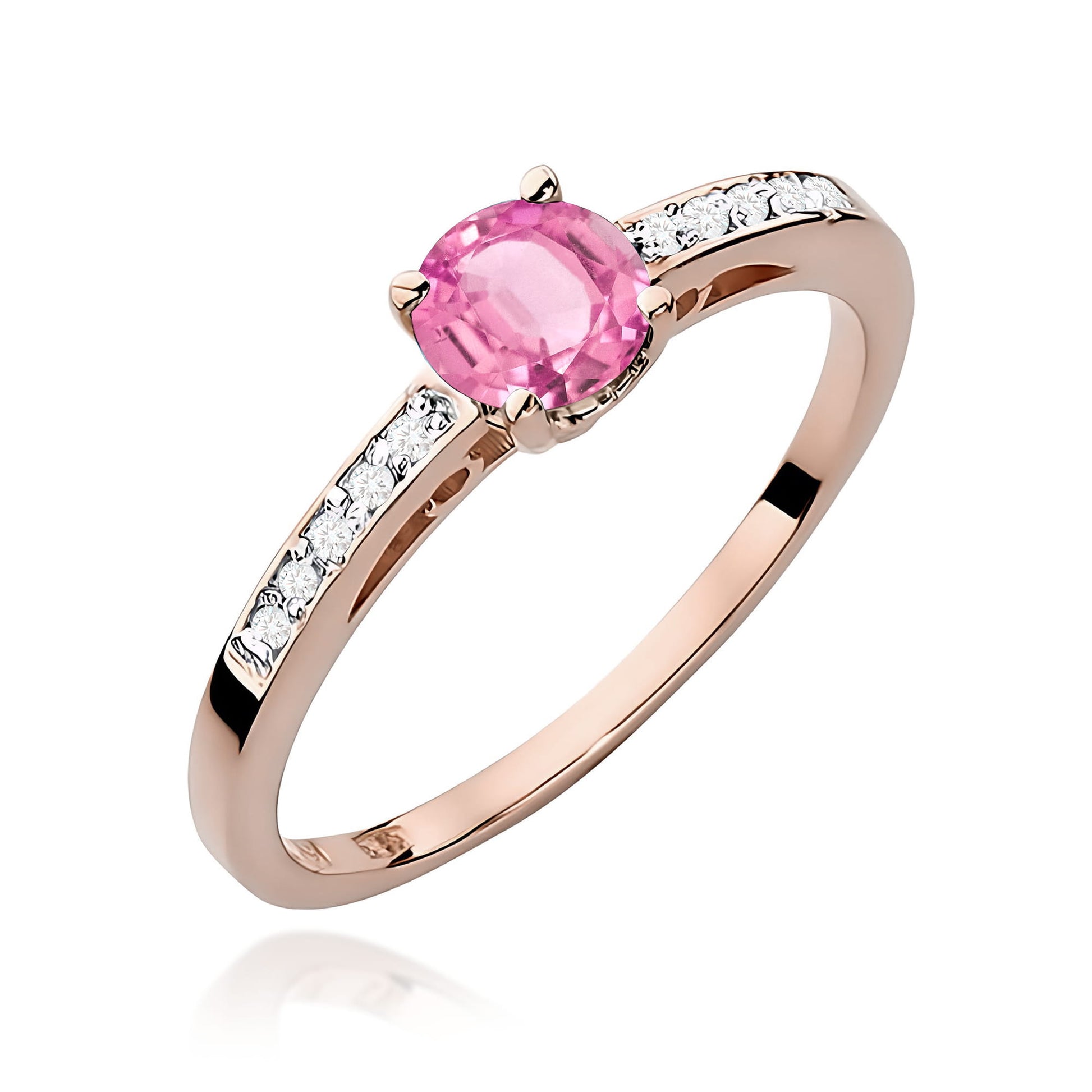 Inel Aur 14K cu Topaz Roz 0.60ct și Diamante