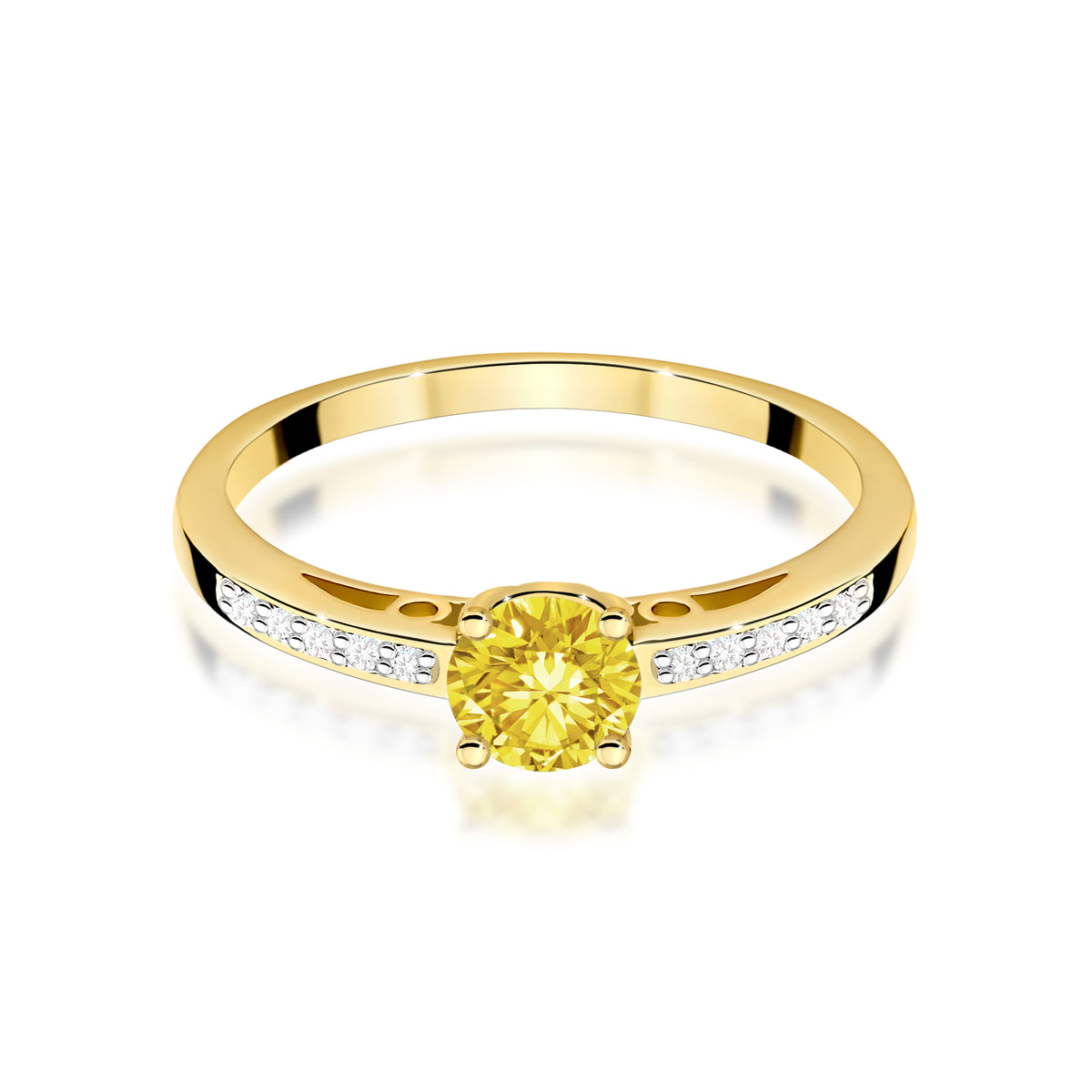 Inel Aur 14K cu Diamante Galben de Laborator 0.55 ct