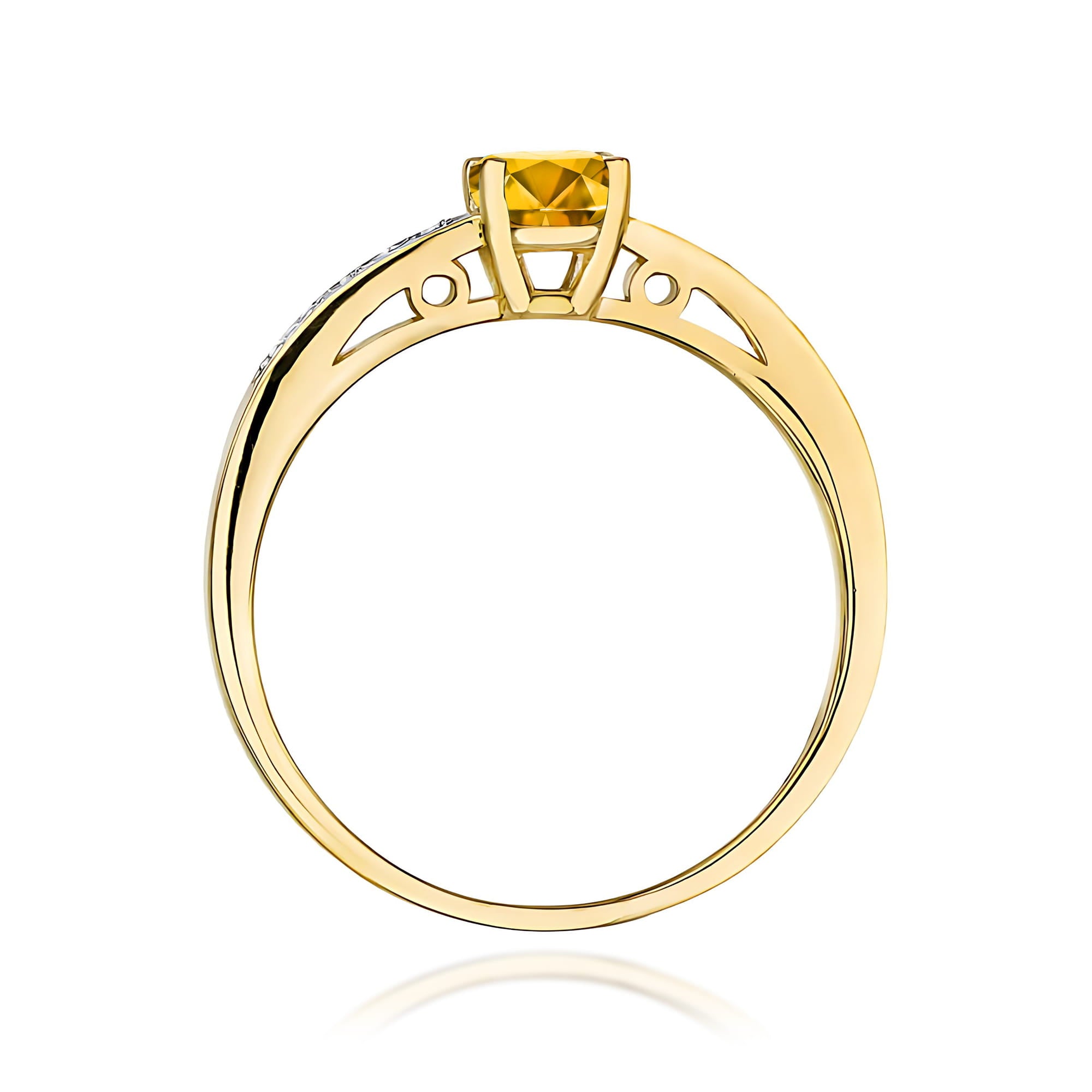 Inel Aur 9K cu Citrin 0.50 ct si Diamante Naturale 0.05 ct