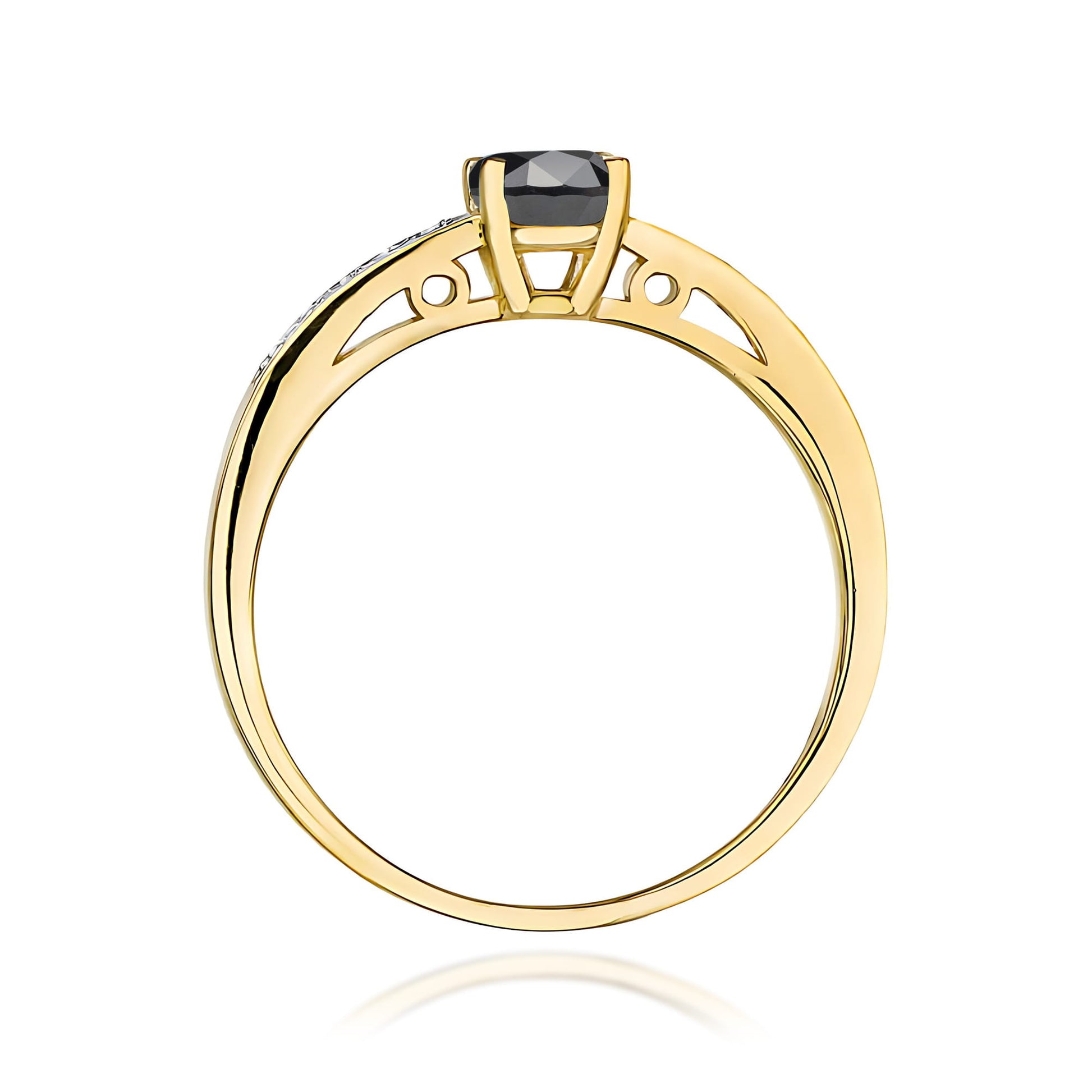 Inel Aur 9K cu Diamante Naturale Albe si Negre 0.55 ct