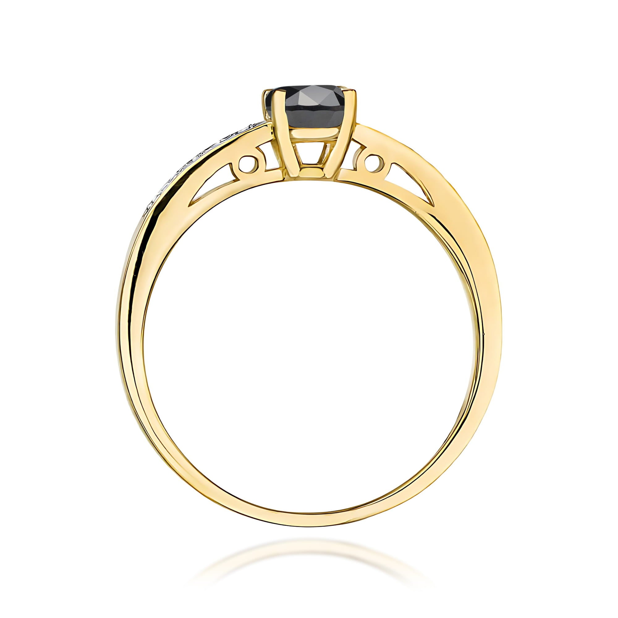 Inel Aur 9K cu Diamante Naturale Albe si Negre 0.55 ct