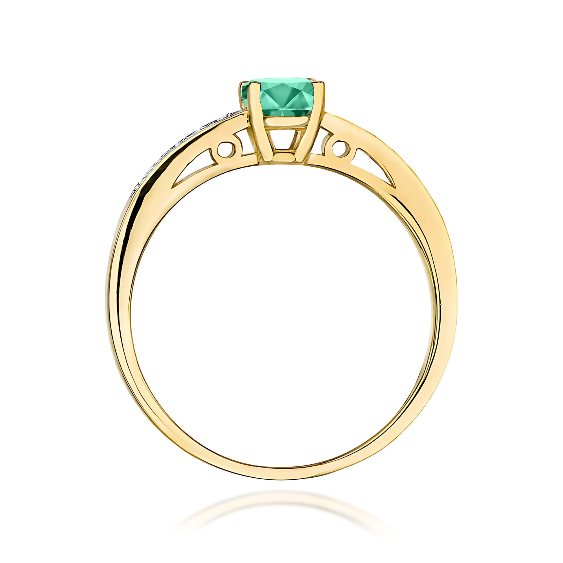 Inel Aur 9K cu Smarald 0.50 ct si Diamante Naturale 0.05 ct