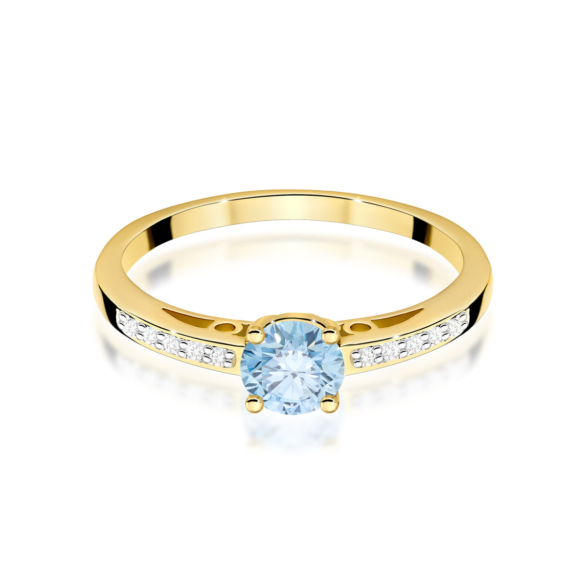Inel Aur 9K cu Diamante Albastru de Laborator 0.55 ct