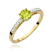 Inel Aur 9K cu Peridot 0.60 ct si Diamante Naturale 0.05 ct
