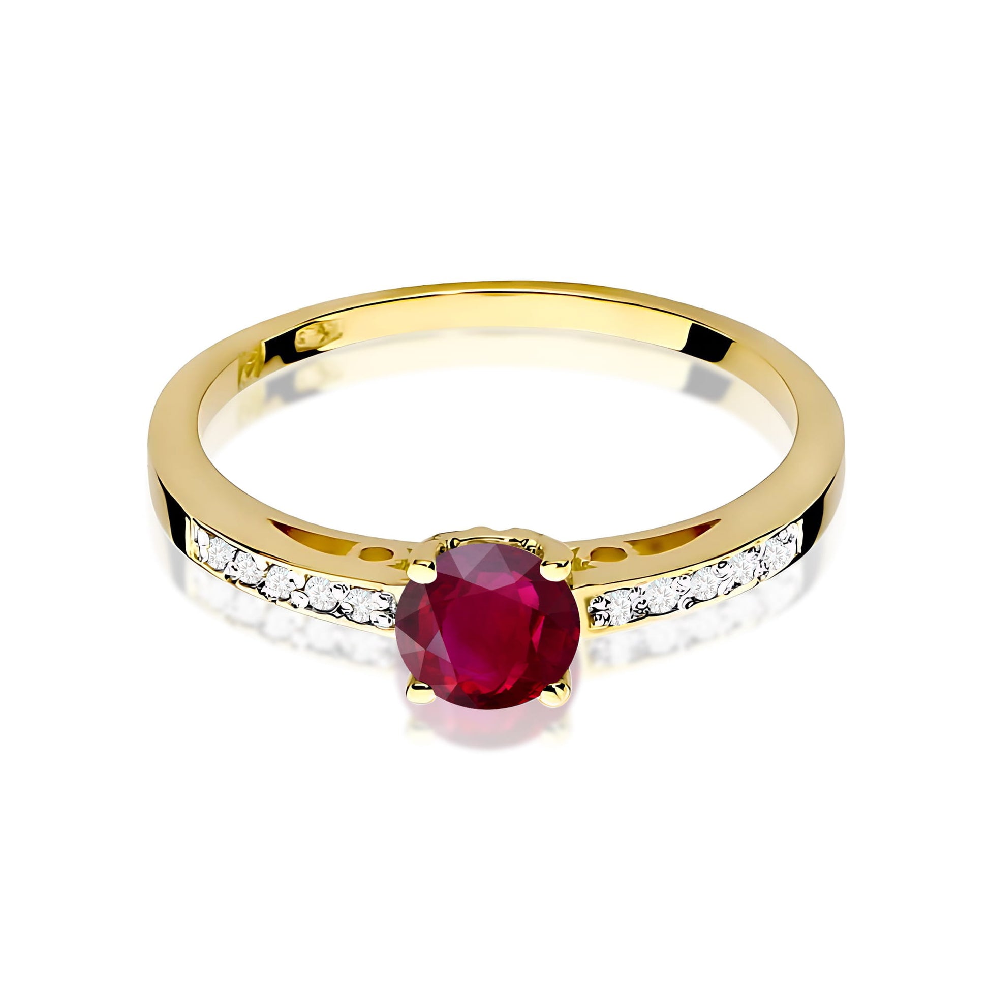 Inel Aur 9K cu Rubin 0.60 ct si Diamante Naturale 0.05 ct