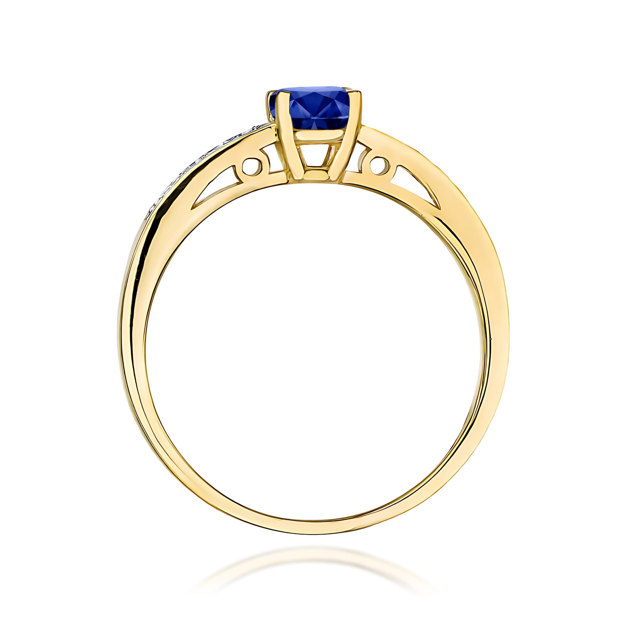 Inel Aur 9K cu Safir 0.50 ct si Diamante Naturale 0.05 ct
