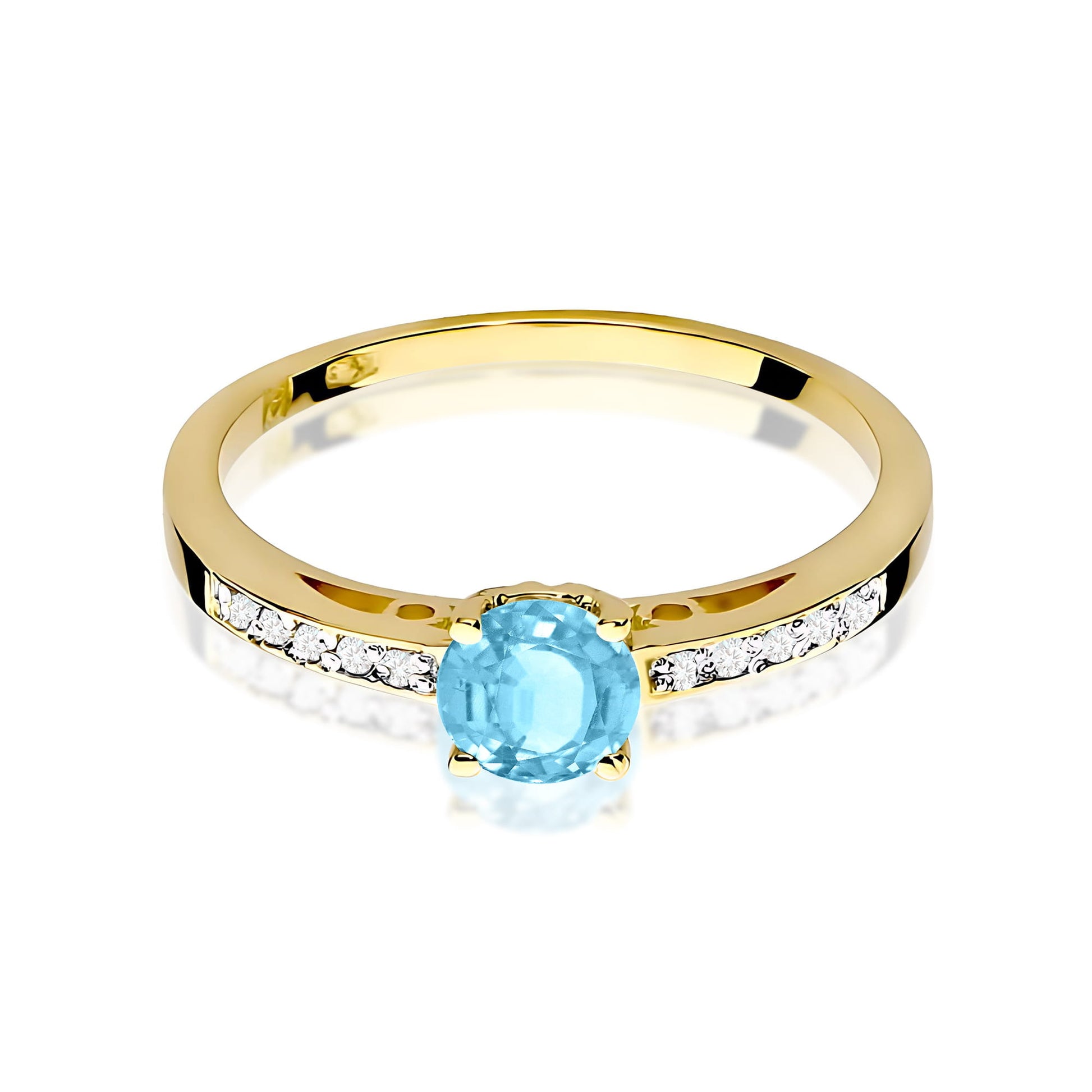 Inel Aur 9K cu Topaz Swiss 0.50 ct si Diamante Naturale 0.05 ct