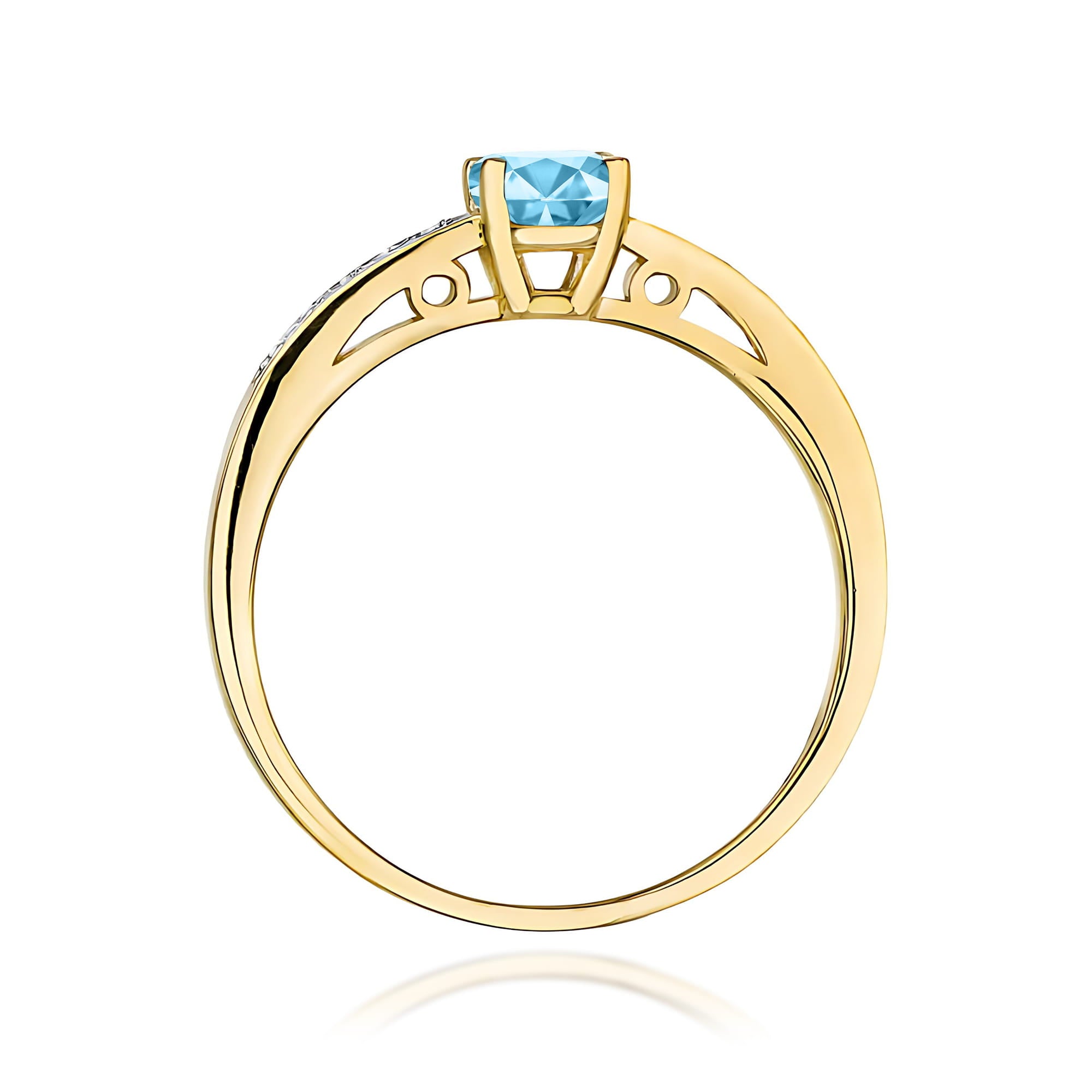 Inel Aur 9K cu Topaz Swiss 0.50 ct si Diamante Naturale 0.05 ct