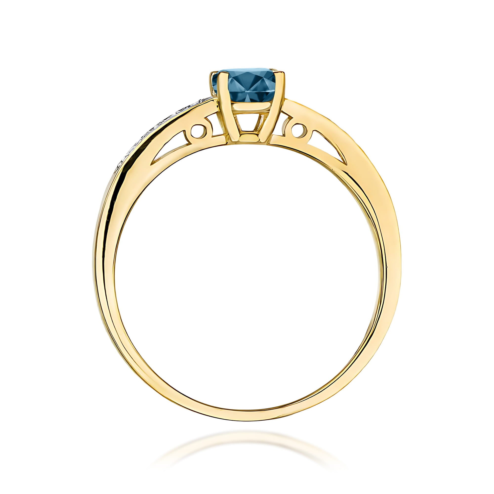 Inel Aur 9K cu Topaz London Blue 0.50 ct si Diamante Naturale 0.05 ct