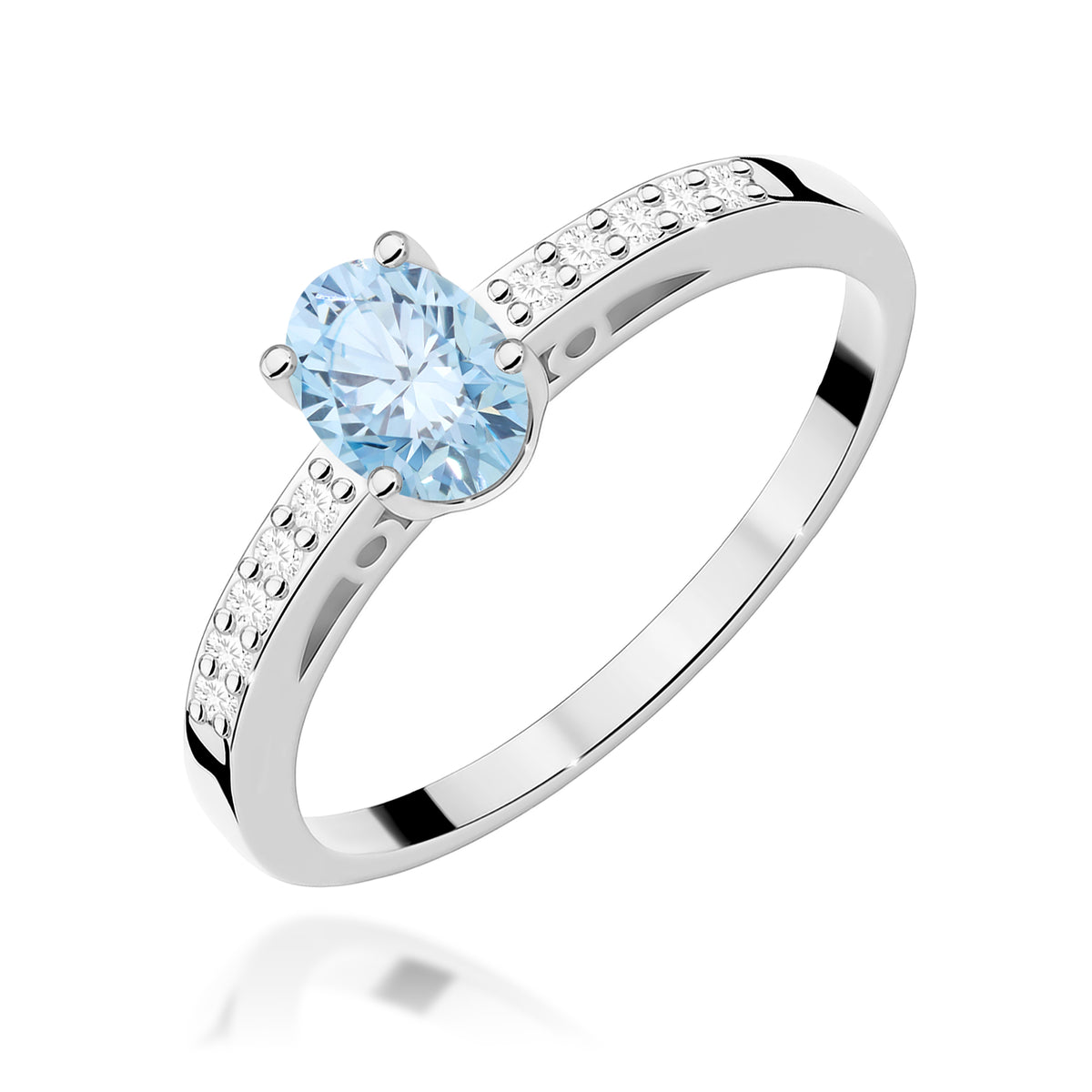 Inel Aur 14K cu Diamante Albastru de Laborator 0.55 ct