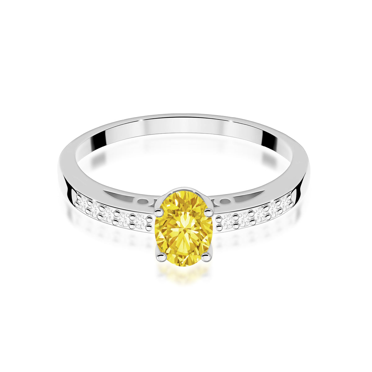 Inel Aur 14K cu Diamante Galben de Laborator 0.55 ct