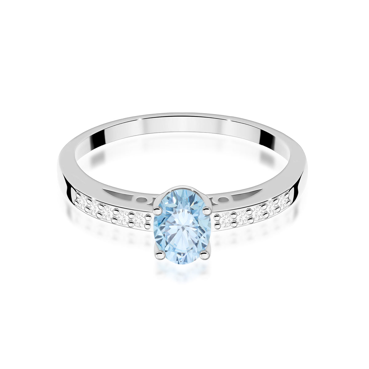 Inel Aur 9K cu Diamante Albastru de Laborator 0.55 ct