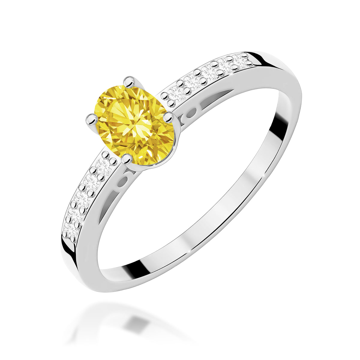 Inel Aur 9K cu Diamante Galben de Laborator 0.55 ct
