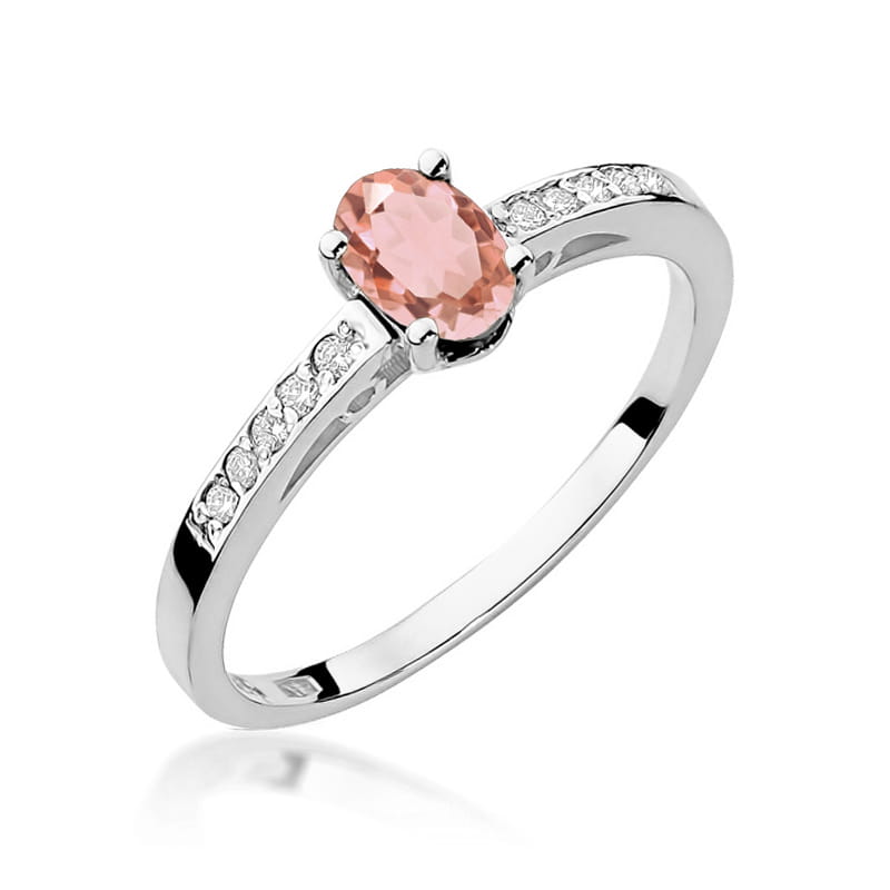 Inel Aur 9K cu Morganit 0.40 ct si Diamante Naturale 0.05 ct
