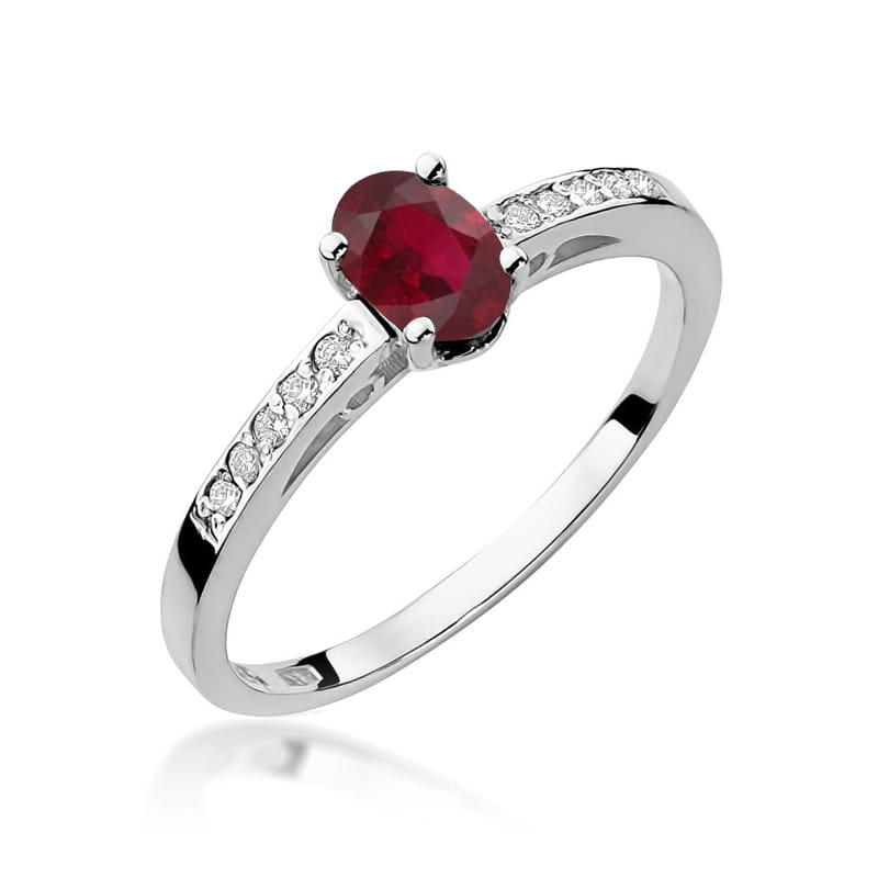 Inel Aur 9K cu Rhodolite 0.50 ct si Diamante Naturale 0.05 ct