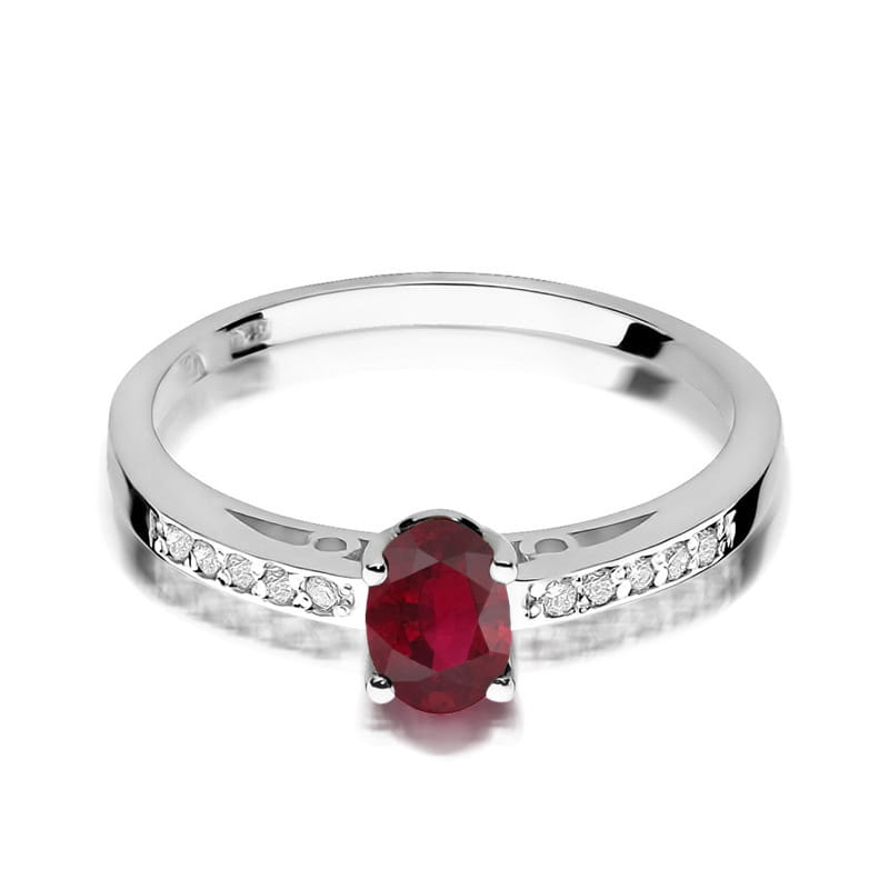 Inel Aur 9K cu Rhodolite 0.50 ct si Diamante Naturale 0.05 ct