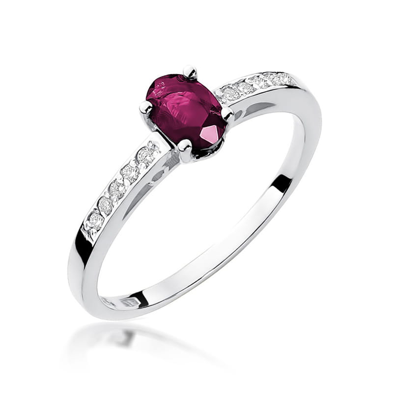 Inel Aur 9K cu Rubin 0.60 ct si Diamante Naturale 0.05 ct