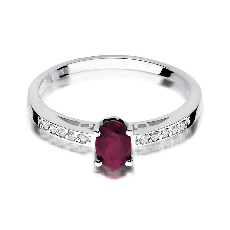Inel Aur 9K cu Rubin 0.60 ct si Diamante Naturale 0.05 ct
