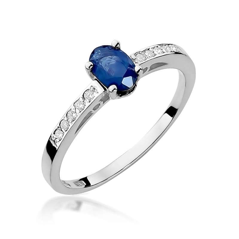 Inel Aur 9K cu Safir 0.70 ct si Diamante Naturale 0.05 ct