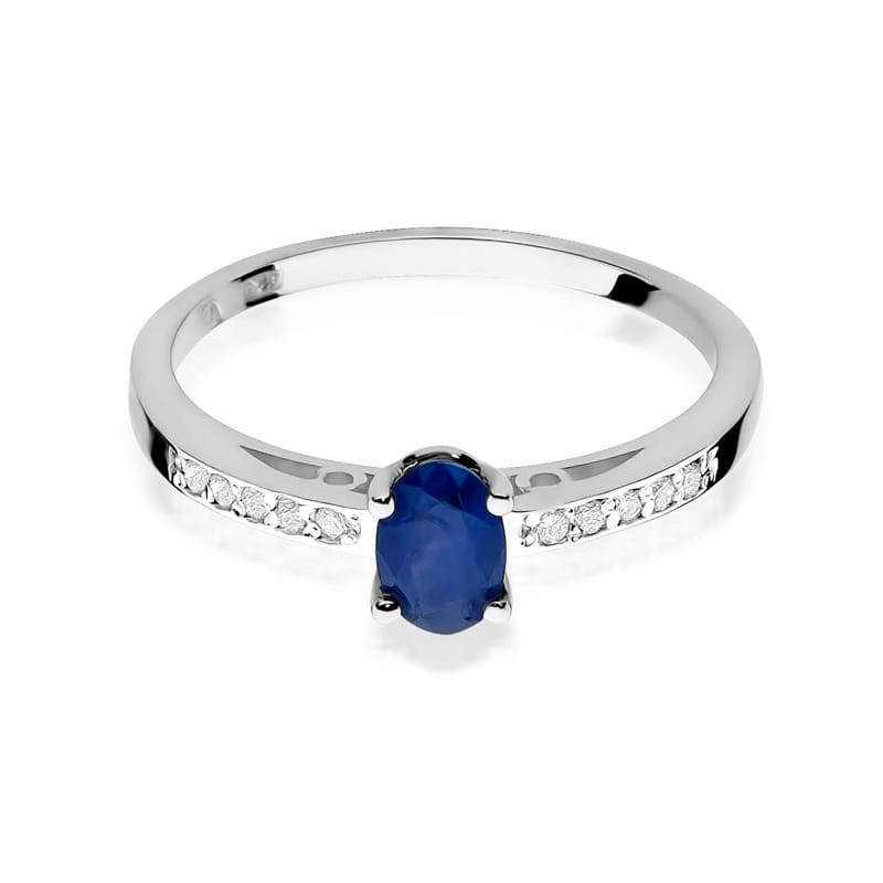 Inel Aur 9K cu Safir 0.70 ct si Diamante Naturale 0.05 ct