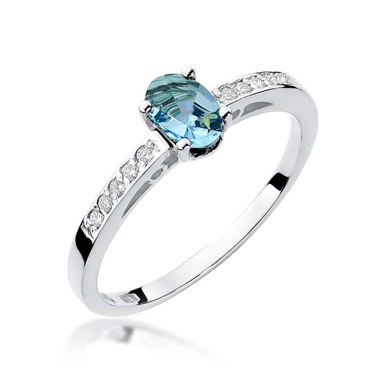 Inel Aur 9K cu Topaz Swiss 0.50 ct si Diamante Naturale 0.05 ct