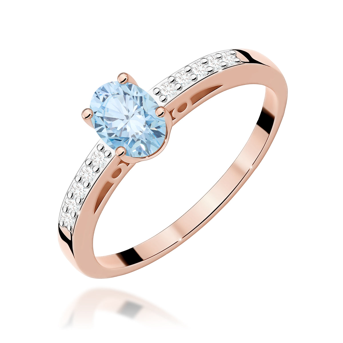 Inel Aur 14K cu Diamante Albastru de Laborator 0.55 ct