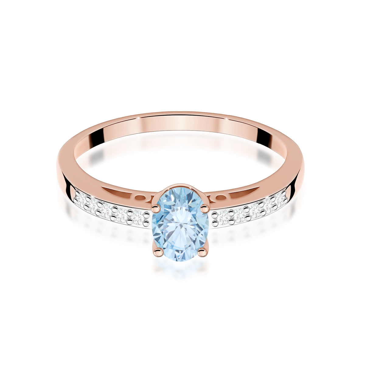 Inel Aur 14K cu Diamante Albastru de Laborator 0.55 ct