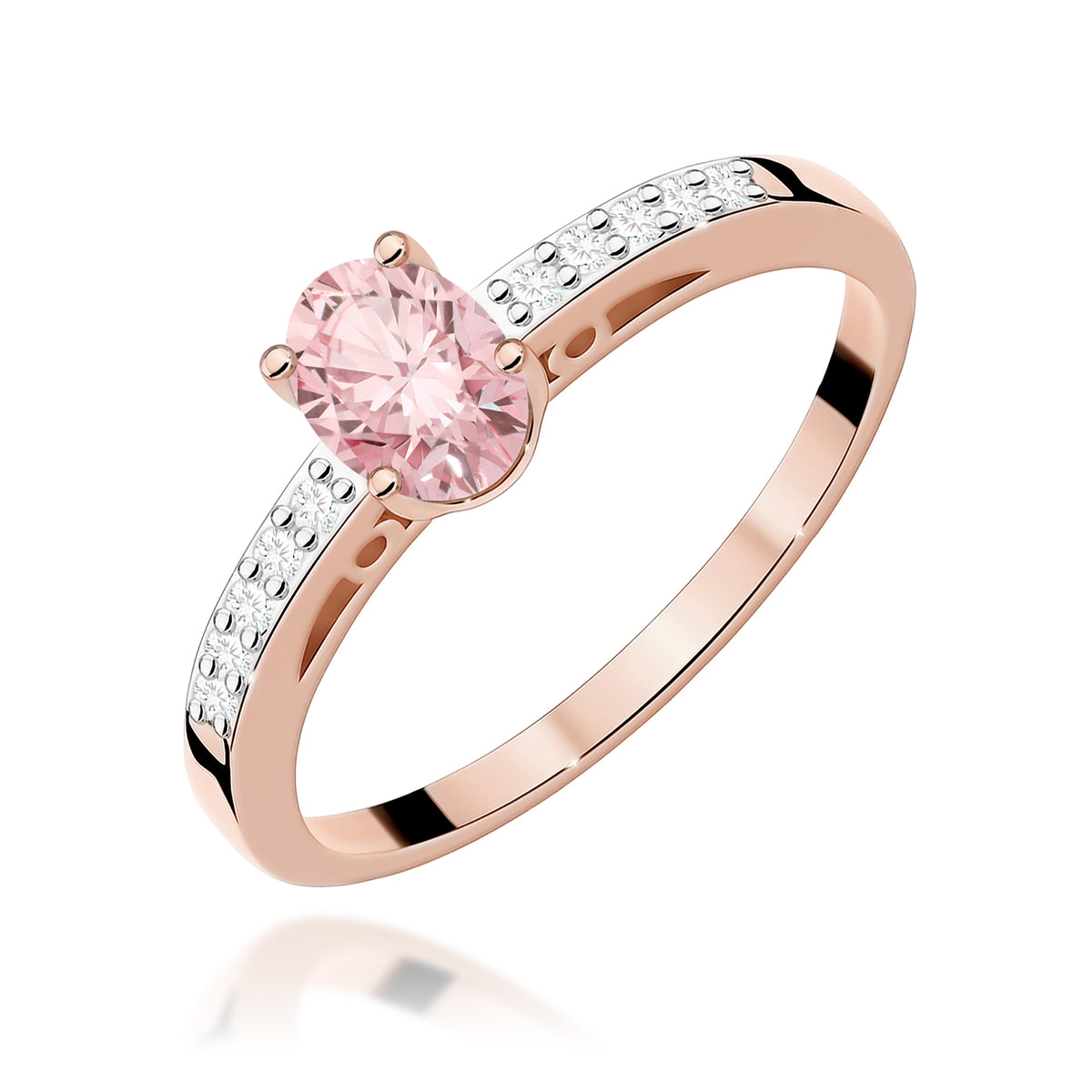 Inel Aur 14K cu Diamante Roz de Laborator 0.55 ct