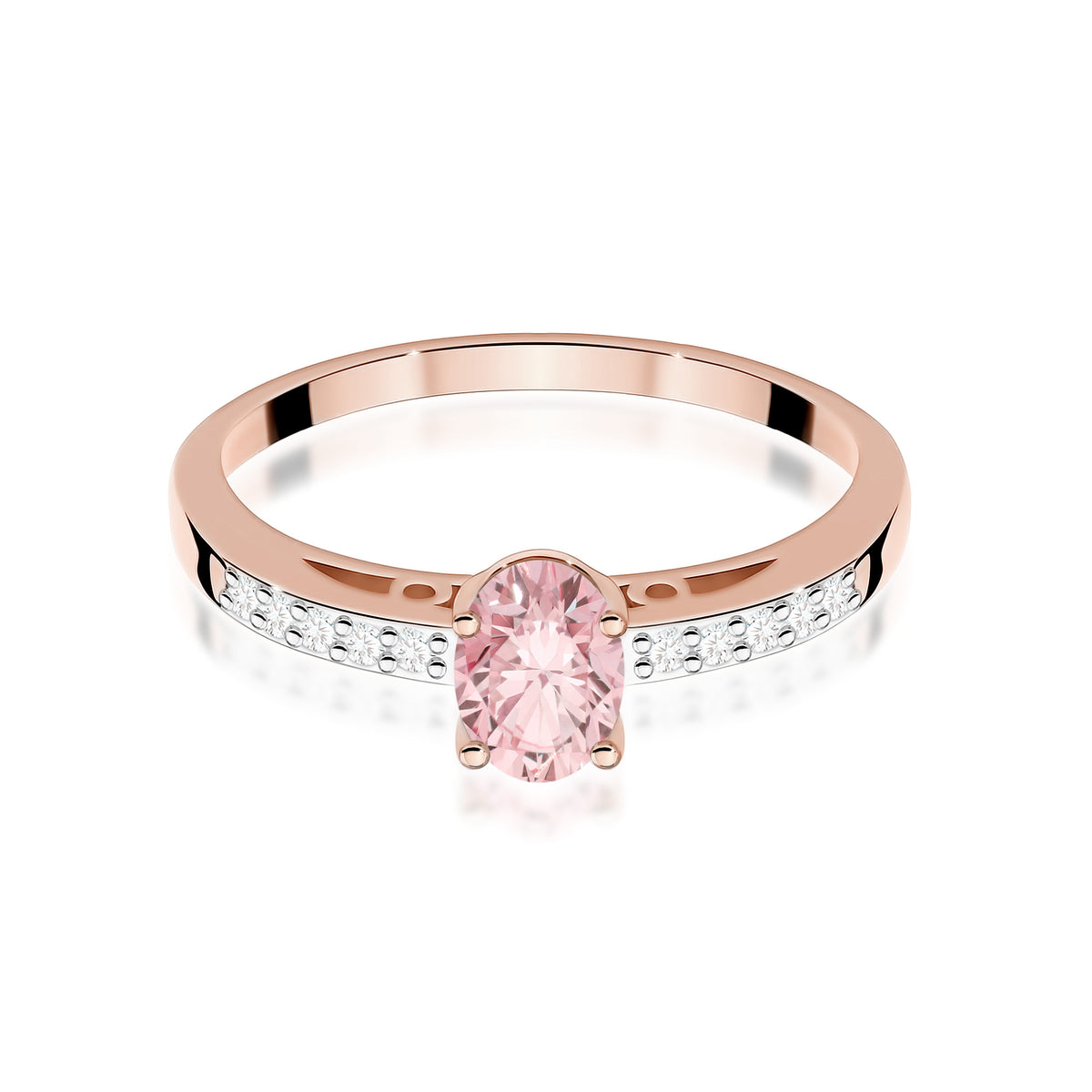 Inel Aur 14K cu Diamante Roz de Laborator 0.55 ct