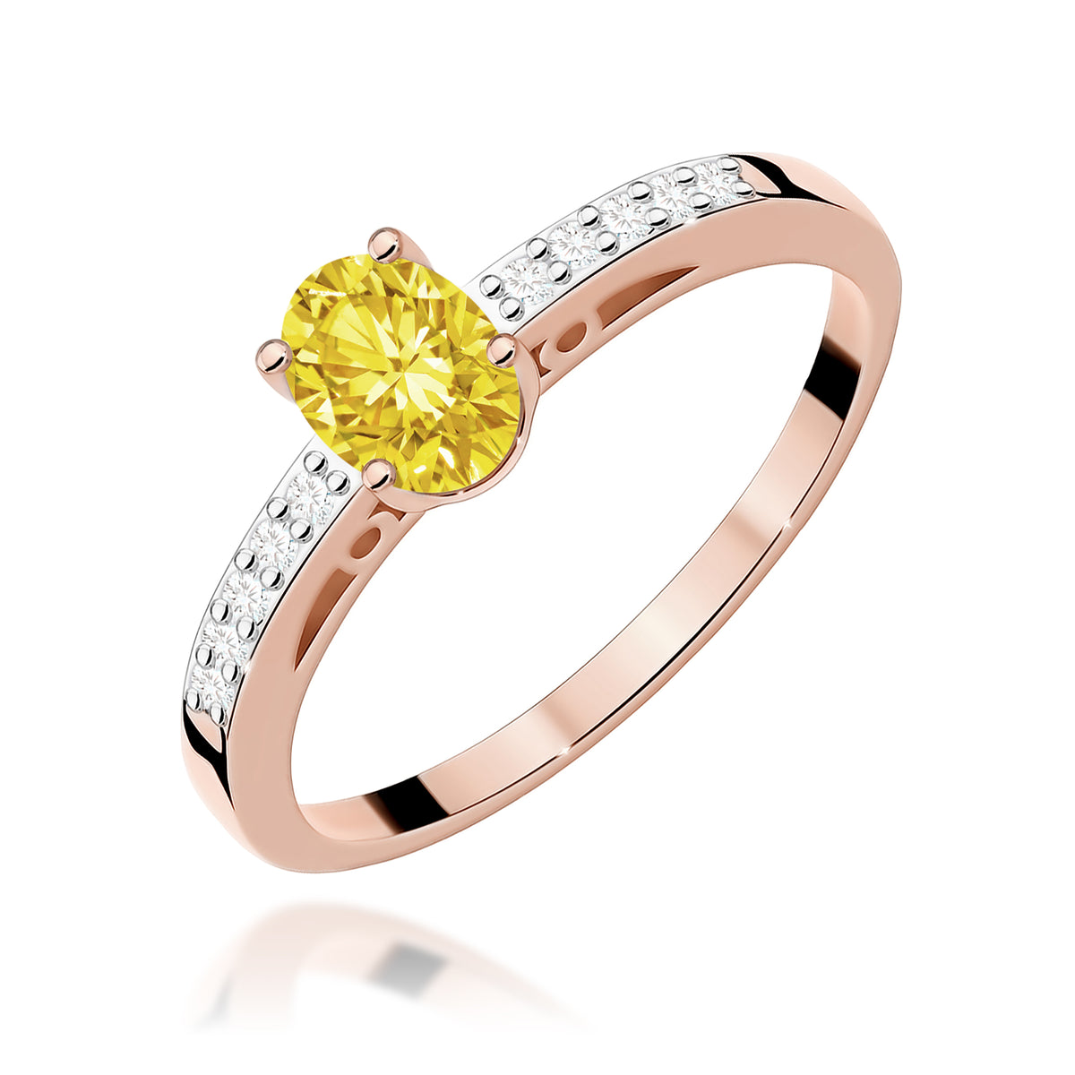 Inel Aur 14K cu Diamante Galben de Laborator 0.55 ct