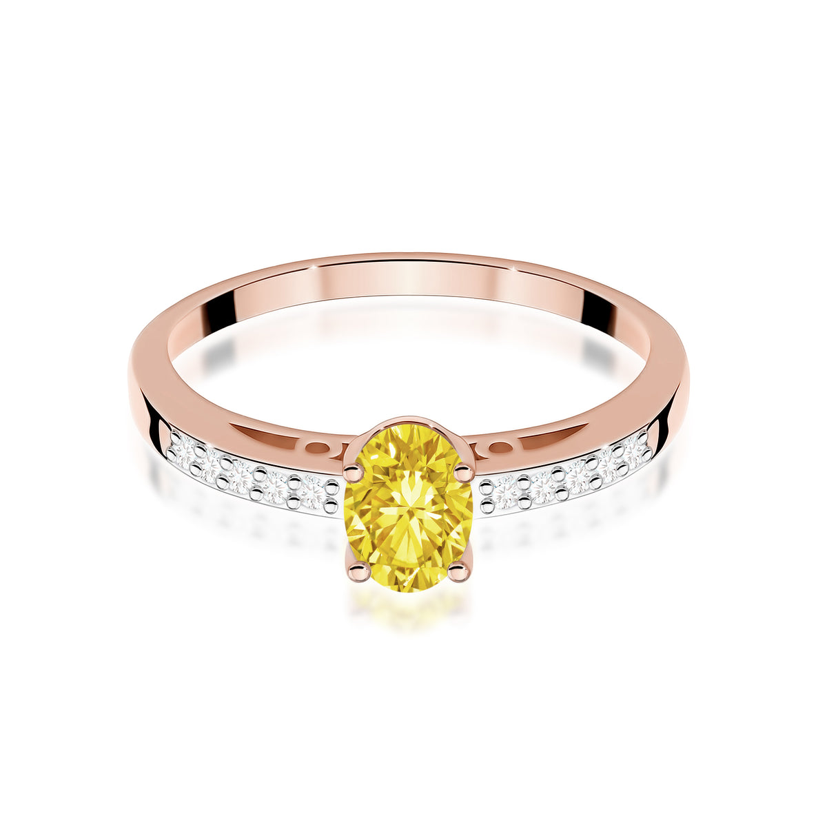 Inel Aur 14K cu Diamante Galben de Laborator 0.55 ct