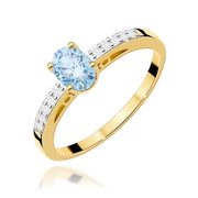 Inel Aur 14K cu Diamante Albastru de Laborator 0.55 ct