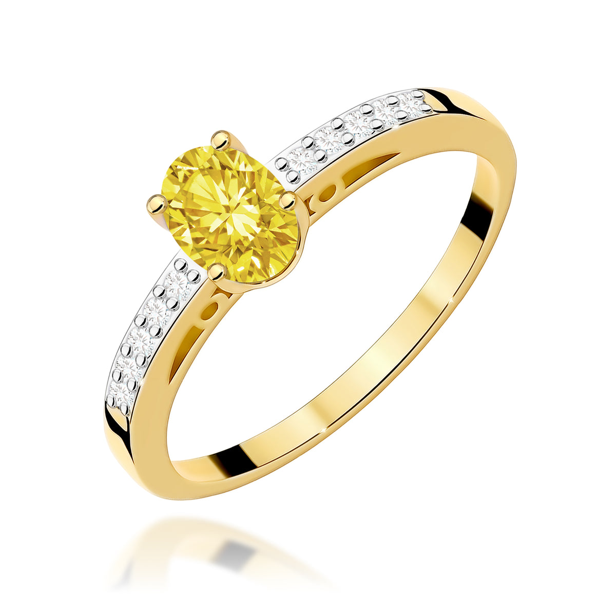 Inel Aur 14K cu Diamante Galben de Laborator 0.55 ct