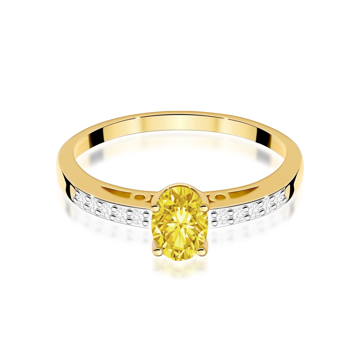 Inel Aur 14K cu Diamante Galben de Laborator 0.55 ct