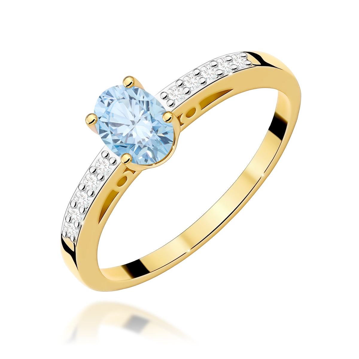 Inel Aur 9K cu Diamante Albastru de Laborator 0.55 ct
