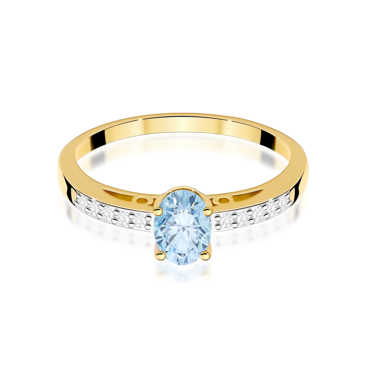 Inel Aur 9K cu Diamante Albastru de Laborator 0.55 ct