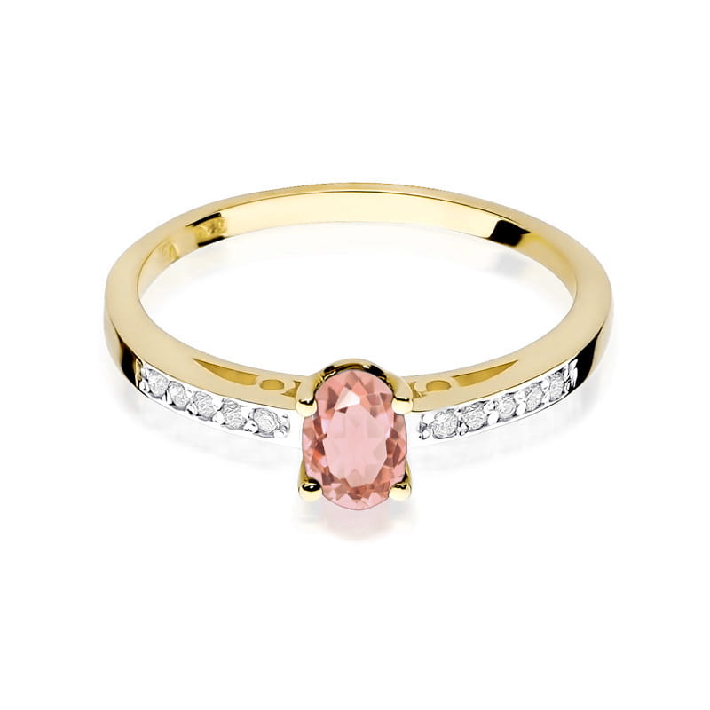 Inel Aur 9K cu Morganit 0.40 ct si Diamante Naturale 0.05 ct